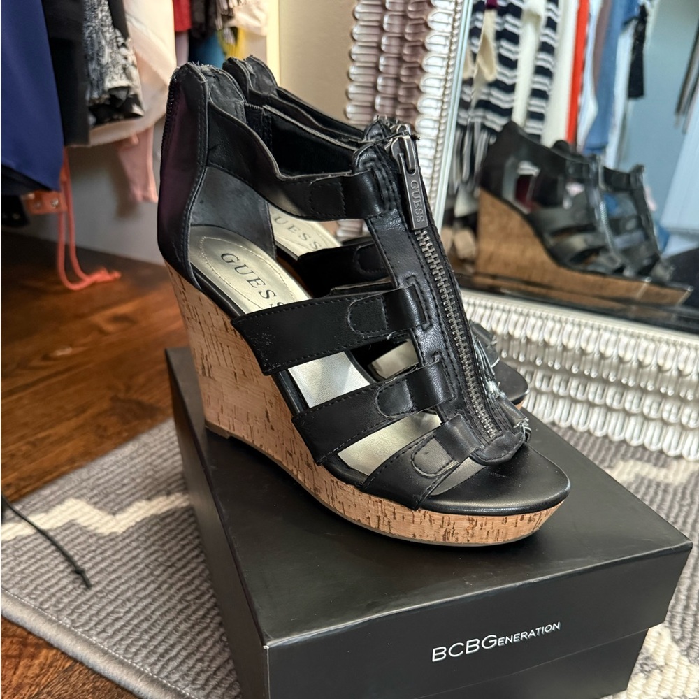 Guess black wedge